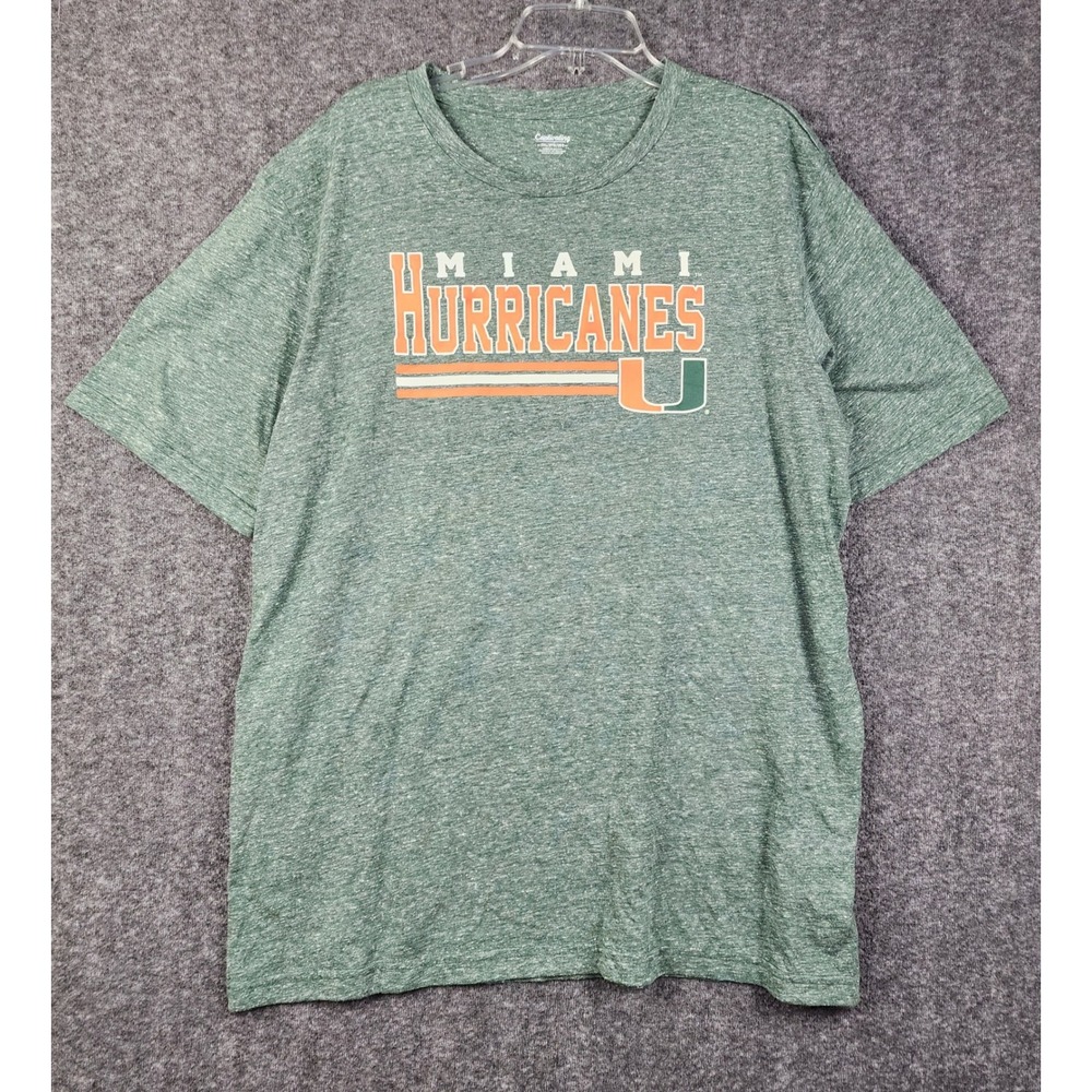 Captivating Miami Hurricanes‎ T-Shirt Women 2XL Green Heathered Graphic Tee